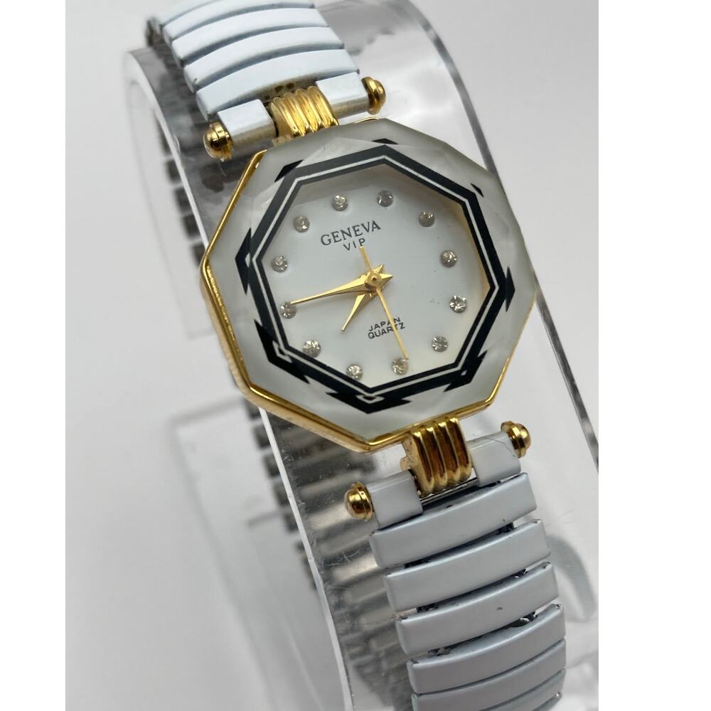 Geneva VIP Women's Watch 24mm 18k GP Top -  New Battery - Expandable Band WR
